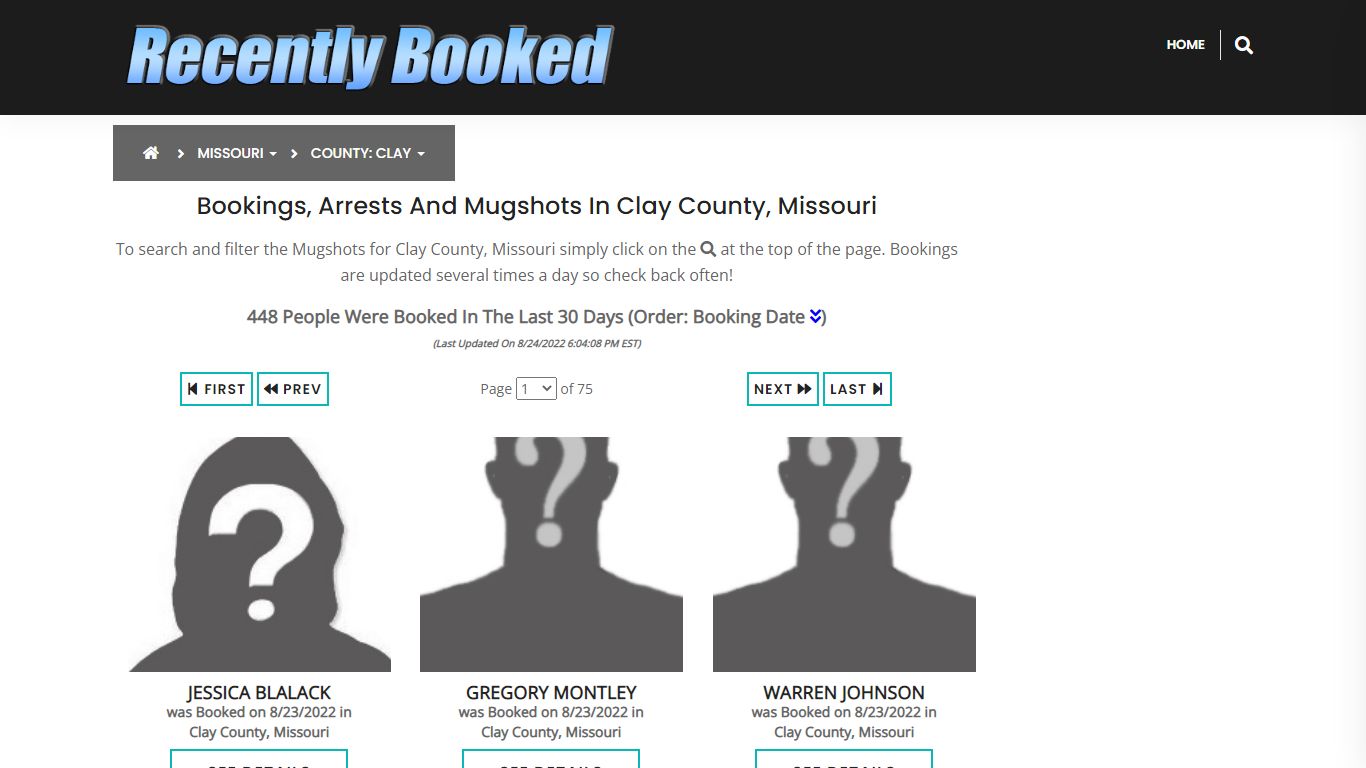 Recent bookings, Arrests, Mugshots in Clay County, Missouri