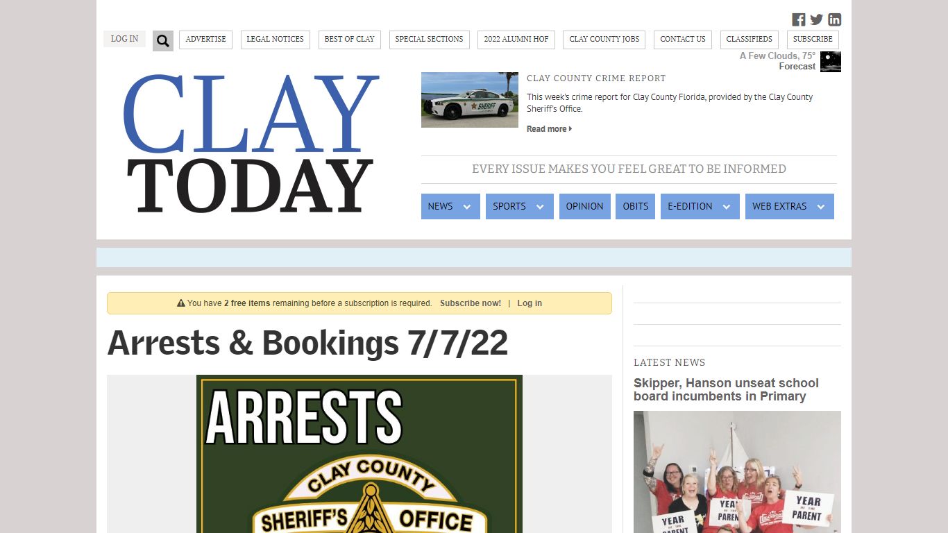 Arrests & Bookings 7/7/22 | Clay Today