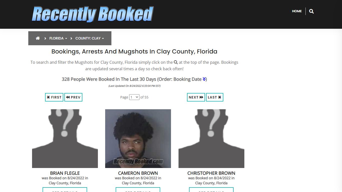 Recent bookings, Arrests, Mugshots in Clay County, Florida